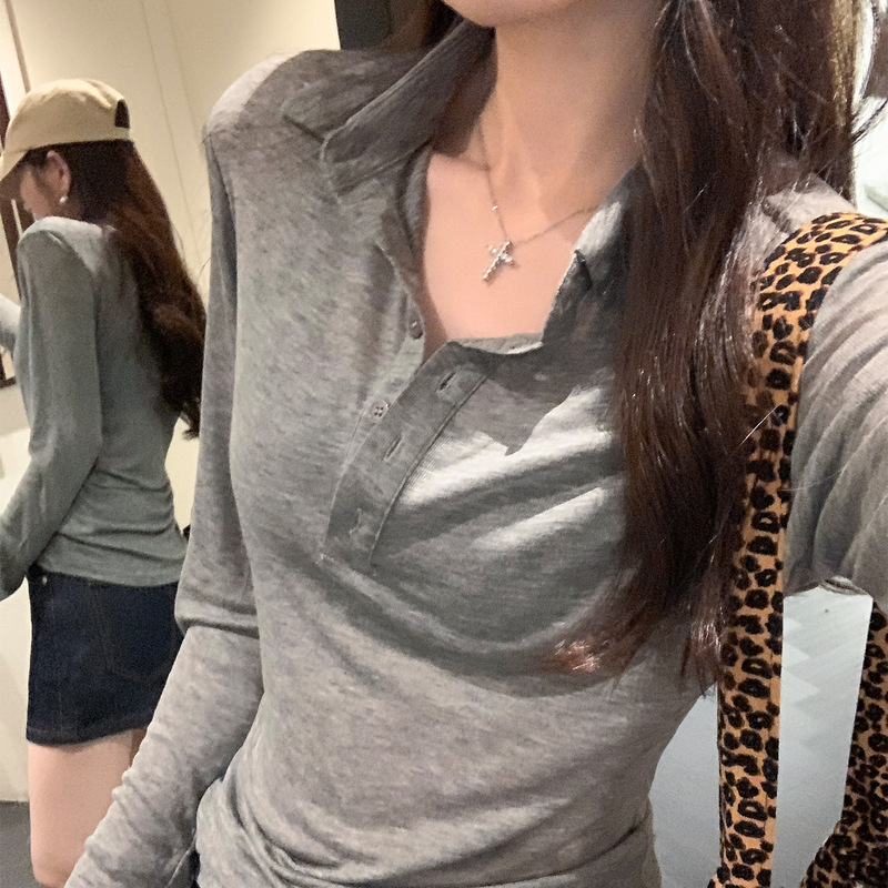 莱赛尔天丝防晒微透长袖T恤女夏季松弛轻薄凉感POLO领罩衫上衣|undefined