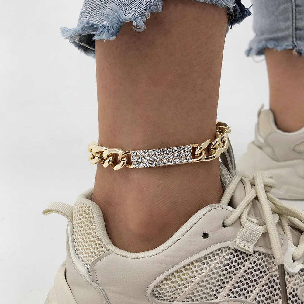 Fashion Temperament Thick Chain Foot Ornaments Personality Diamond Simple Anklet Hip Hop Retro Accessories display picture 3