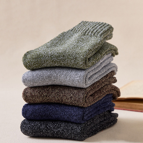 Socks for men in winter plus velvet and thickened warm terry socks for men mid-calf socks floor socks and threaded towel socks wholesale