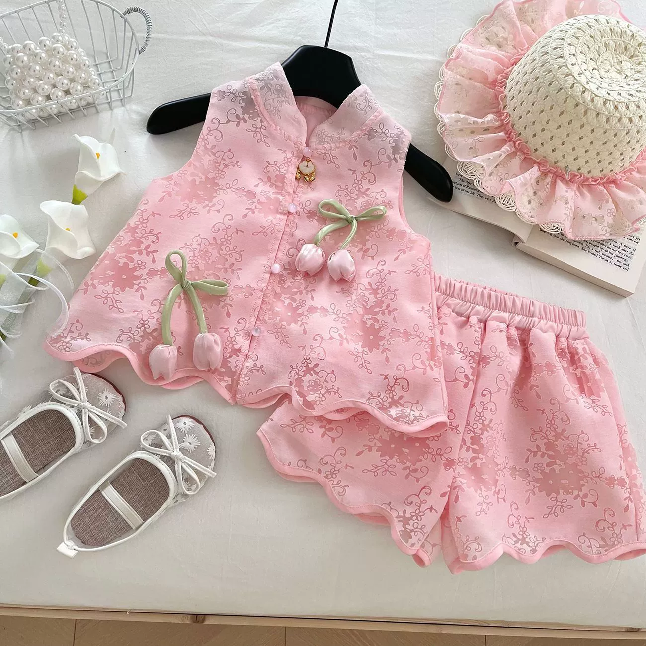 Summer thin children's set sleevless, Chinese style, western style