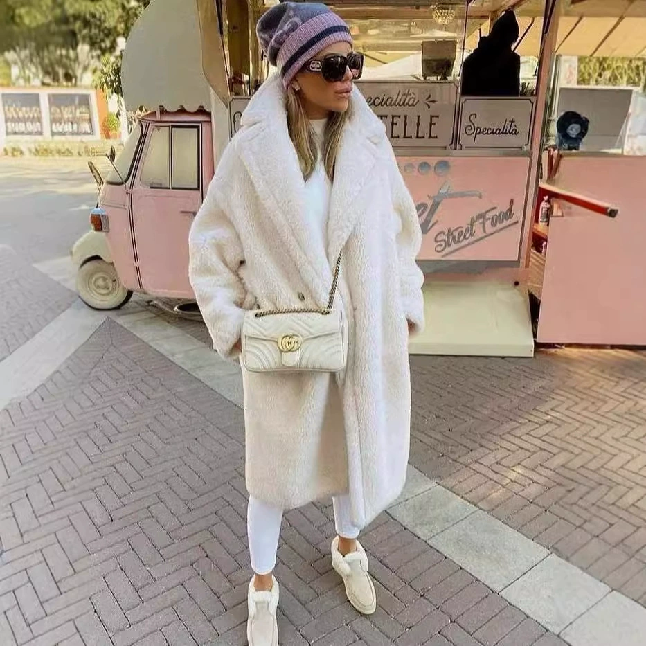 Амазонка осенне-зимняя свободная меховая куртка с имитацией меха