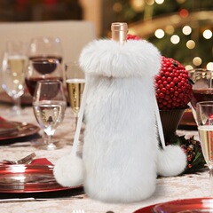 外国貿易のクリスマスのシャンパンの瓶のセットのクリスマスのワインのセットのテーブルの装飾品の白いぬいぐるみの酒の瓶の袋