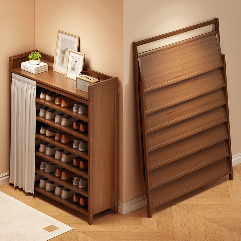 Estante de almacenamiento de almacenamiento para sala de estar doméstica sin instalación de porta de entrada del gabinete de zapatos multicapa estante de almacenamiento de suelo simple