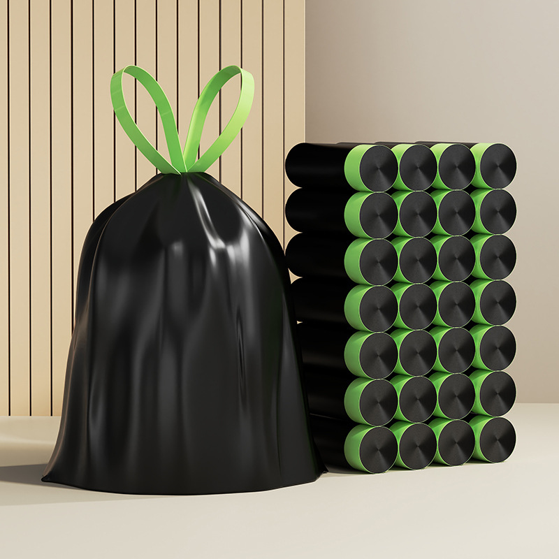 Tear-Free Drawstring Garbage Bags, Household Portable Closure Type, Thickened, Large Size Hdpe Plastic Garbage Bags for Kitchen and Bathroom