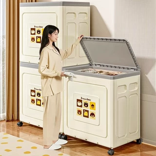 整理箱折叠衣服收纳箱带轮被子大容量玩具储物柜翻盖超衣物大家用