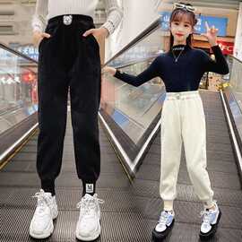 女童裤子秋冬2023新款儿童雪尼尔裤子中大童女孩时尚洋气运动裤潮