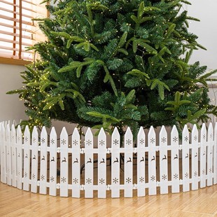 Christmas decorations, white plastic fence, with snowflakes