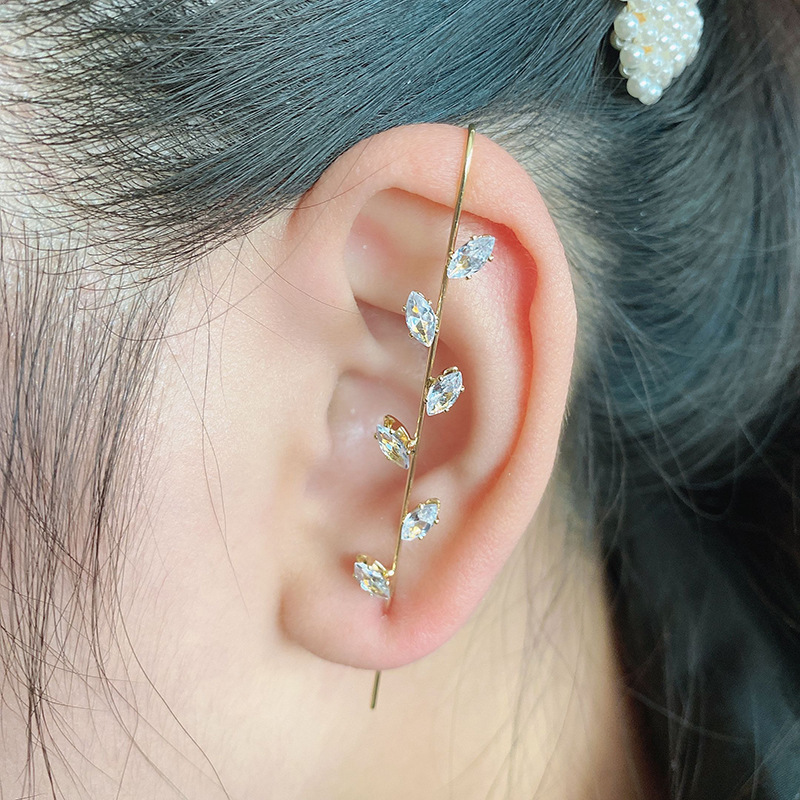 欧美跨境闪电耳骨夹耳环 蝴蝶镶钻冷淡风穿刺耳挂 朋克耳饰耳钉女