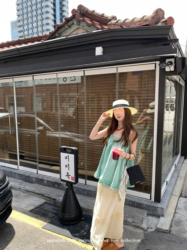 Aaaaxbbb朱美拉沙岸の2色のレースはフランスの気質のロングスカートをつなぎ合わせます。|undefined