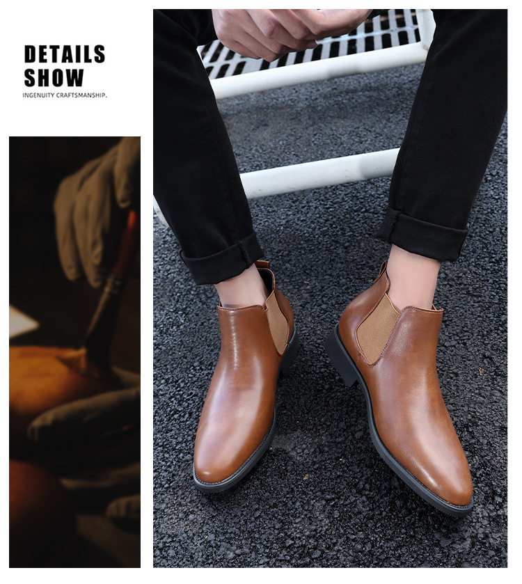 Botas vintage Botas puntiagudas para hombre Botas de piel talla grande_voghion.com