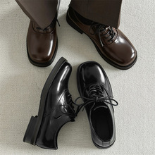 休闲方头德比鞋潮款情侣厚底英伦通勤鞋Cleanfit商务正装皮鞋男女