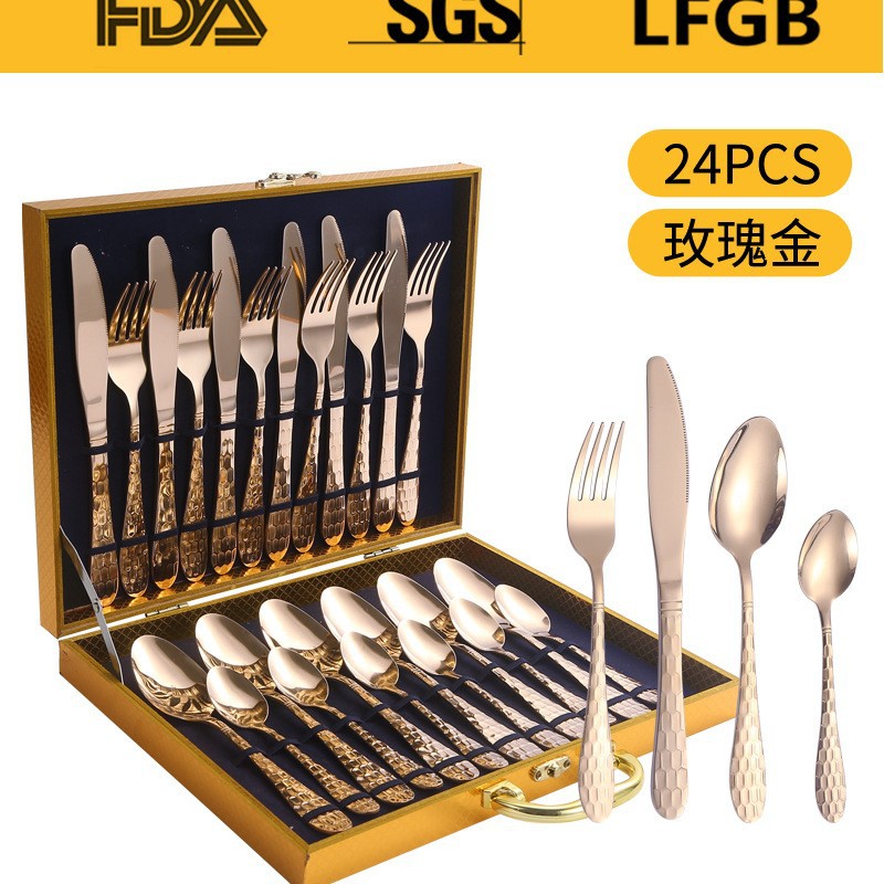Fuente transfronteriza de cubiertos de acero inoxidable cuchillo y tenedor cuchara set cubiertos de agua set 24 / 36 / 48 piezas set caja de regalo set