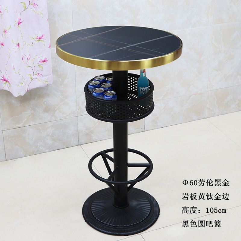 大理石の高いバーのテーブルと椅子の組み合わせ岩板石英石の高足テーブルは静かにしましょうKTV散台テーブルと椅子|undefined