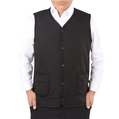 Men's Father Fleece Lined Warm Middle-Aged Large Size Vest with Pockets for Men and Women Short-Sleeve Vest