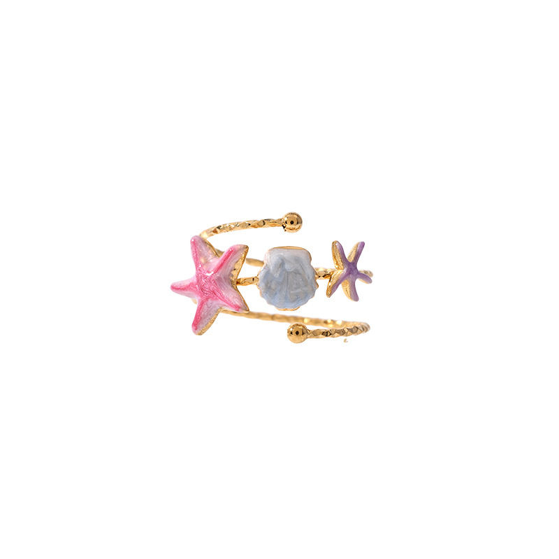 Tina Europa y los Estados Unidos color transfronterizo goteo estrella de mar anillo de nicho de diseño de vacaciones marinas joyas al por mayor mujeres