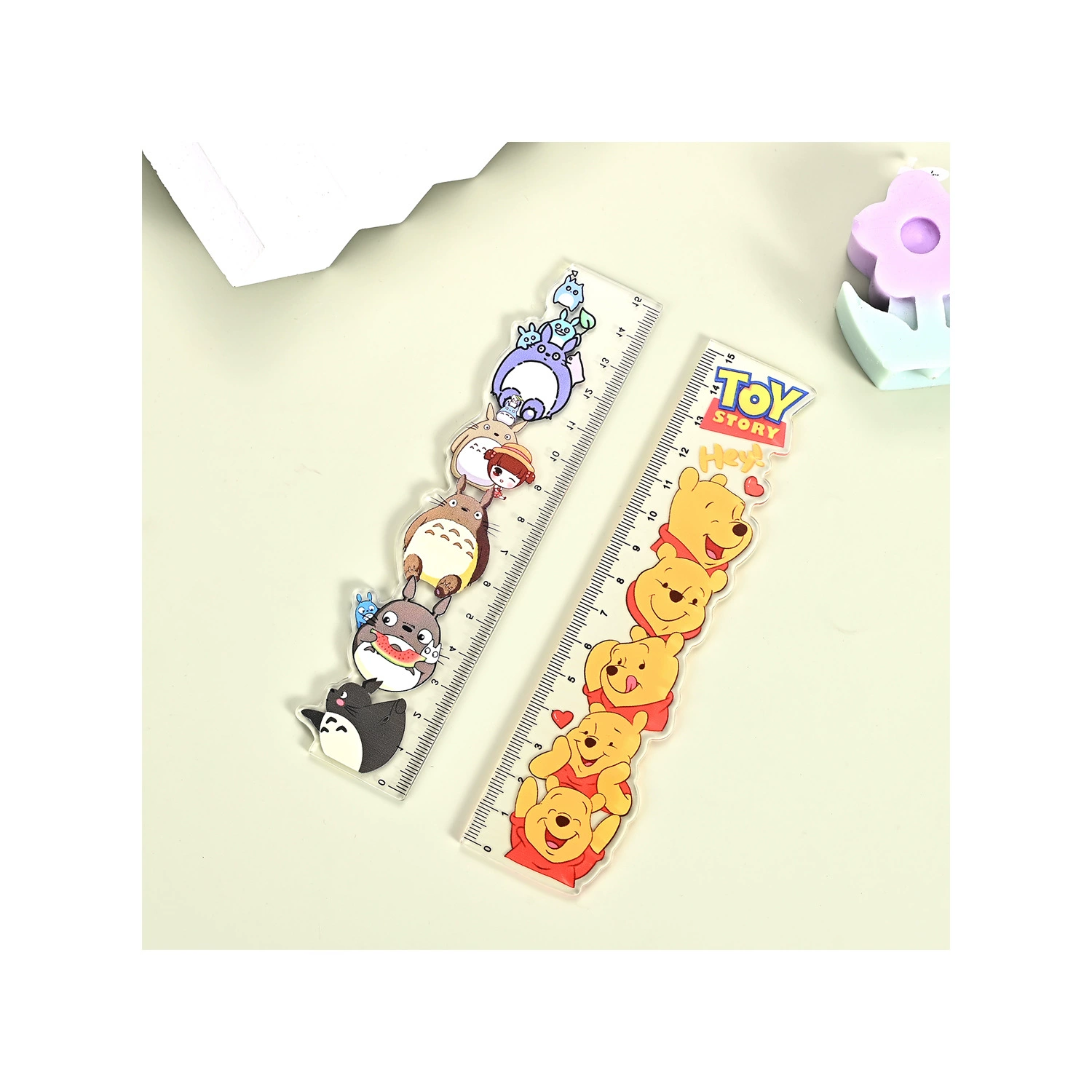 Cartoon acrylic cute teaching ruler with animals for elementary school students