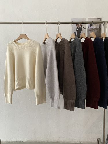Omalai raglan sleeves sweater, shoulder sweater, autumn new pure color soft waxy long-sleeved shirt, wholesale 4910