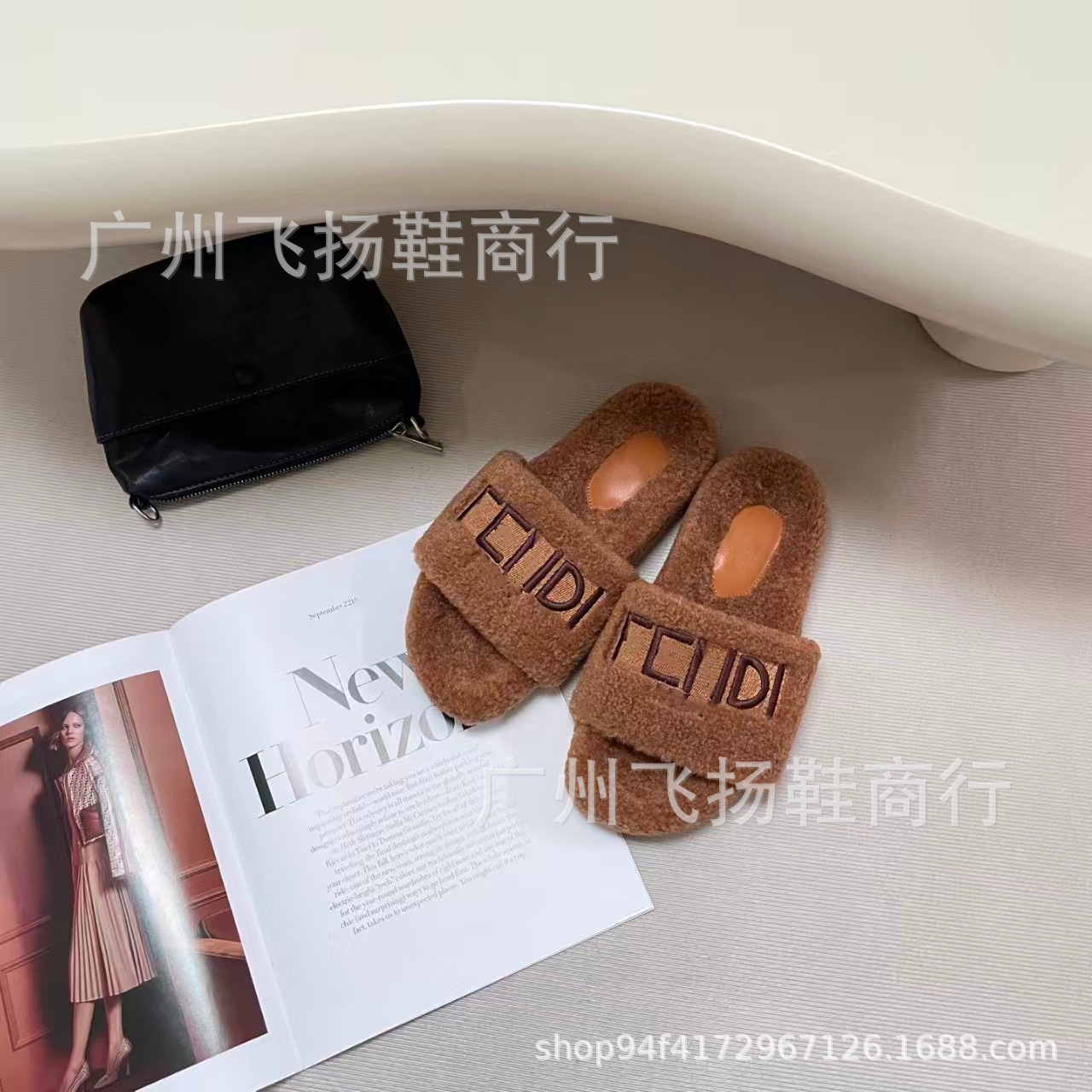 Demi-season fashionable keep warm slippers flat open toe