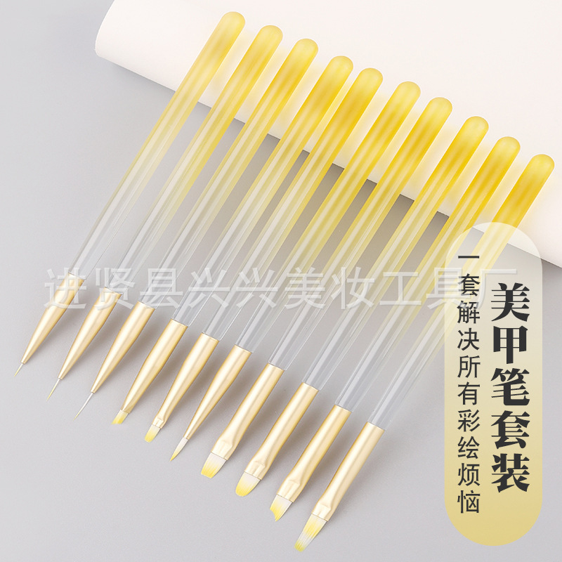 Japanese-style high-end triangular painting brush phototherapy pull pen vignetting large square sweep brush nail pen suit
