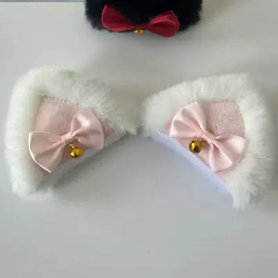 Vehicle Front Decoration Modification, Motosiklet dəbilqələri - pair-of-white-powder-ears-with-pink-bow-and-bell