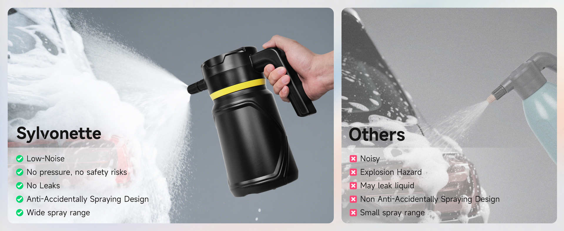 Factory Direct Supply, Cross-Border Exclusive Car Wash Spray Bottle, 2L Large Capacity High-Pressure Foam Bottle, Car Foam Spray Bottle
