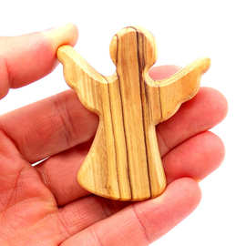 亚马逊橄榄木天使摆件复活节装饰用品木制工艺品木雕刻实木手把件