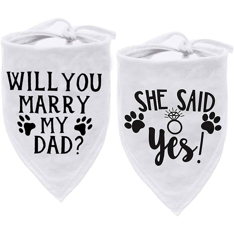 跨境亚马逊temu热卖will you marry my dad白色宠物三角巾晚辈|undefined