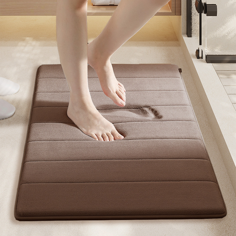 Alfombra de lana de coral de color sólido fácil de cuidar alfombra de baño inodoro inodoro absorción de agua alfombra antideslizante para comercio exterior transfronterizo