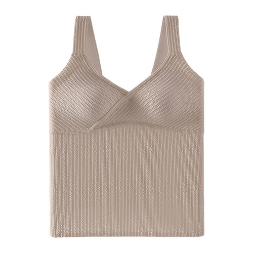New V-neck thermal vest with chest pad, tube top, beautiful back suspender underwear for women, autumn and winter inner wear, seamless inner wear
