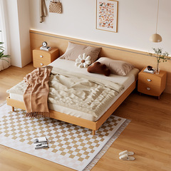 Full solid oak futon bed with no headboard, Nordic modern 1.8-meter double bed, 1.5 bed simple bedroom in wood wax oil