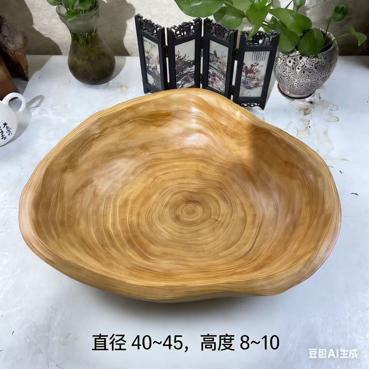 Madera sólida raíz tallada bandeja de fruta tronco bandeja de madera cubiertos de lujo creativo pan bocadillos frutas de lujo retro