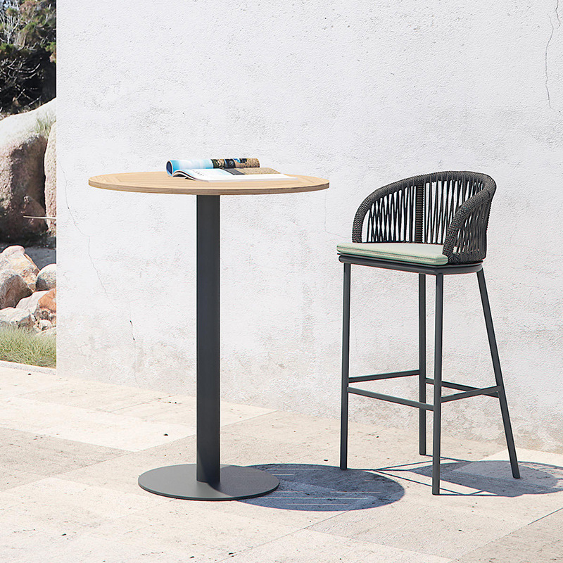 Conjunto de mesa de bar para jardín, patio o terraza, ideal para villas, verandas, cafeterías, resistente al agua y con protección solar, incluye sillas de bar. image 3