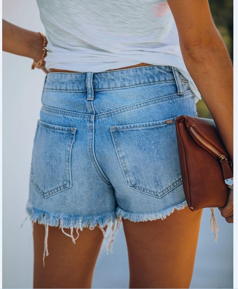 High Waist Denim Shorts NSYF49493