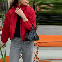 2025速卖通秋季女装跨境新款立领纽扣纯色长袖外套