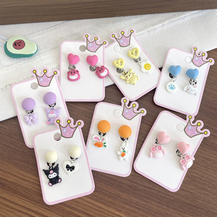 South Korea children's cartoon ear clip little girl painless ear hole does not hurt ear drop girl baby earrings false earrings