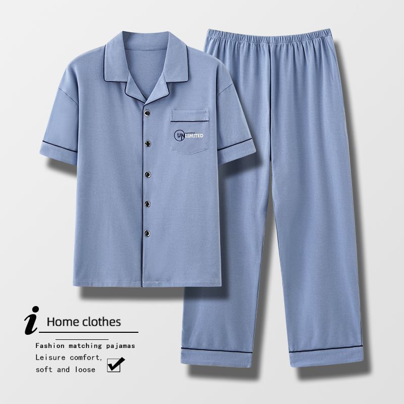 100% pijamas pantalones de algodón de manga corta de verano para hombres ropa para el hogar traje de verano Delgado suelto más tamaño