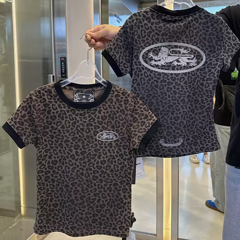 Korean Badblood Bcac Series Sexy Short-Sleeved Leopard Print T-Shirt Women's Niche Design Sports Casual Tops