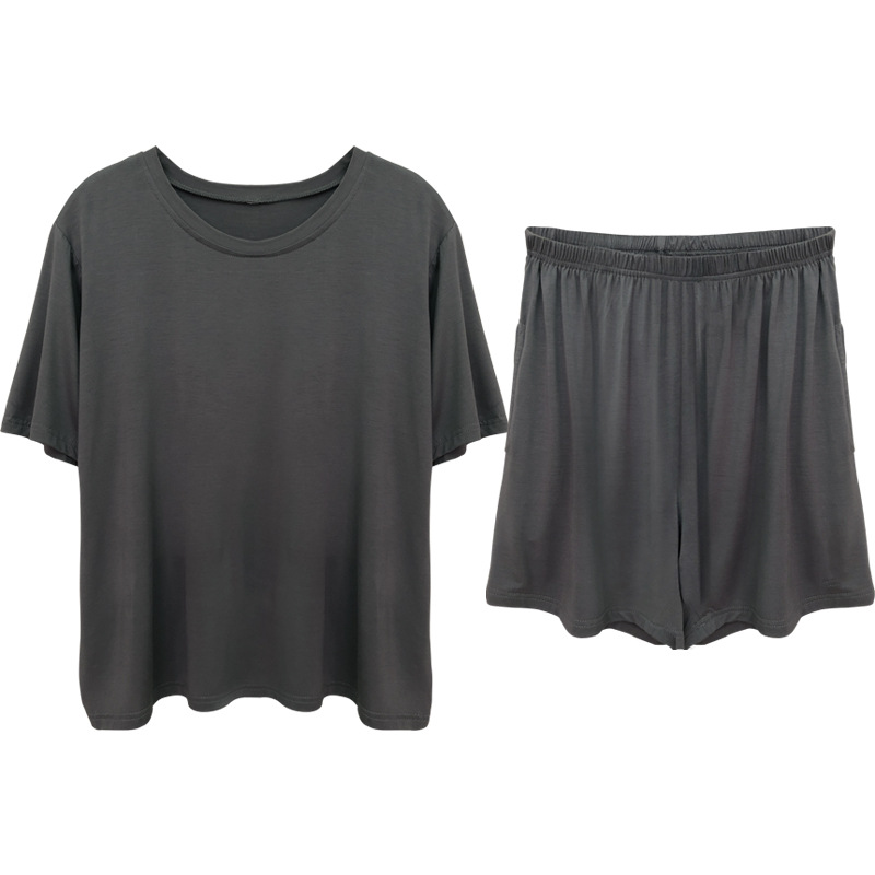 Pijama modal pantalones cortos de manga corta de verano de las mujeres con almohadilla en el pecho fresco delgado más tamaño verano homewear al aire libre