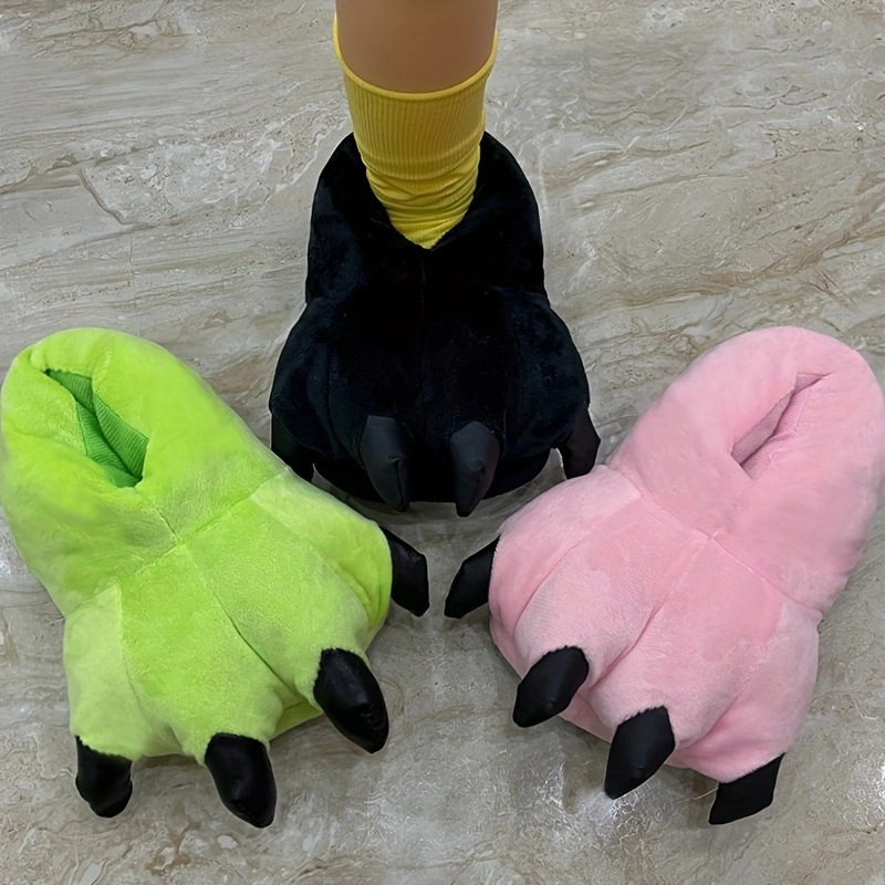 Children's Cartoon Cute Home Bear Paw Cotton Slippers Home Warm Shoes Thick Sole All-Inclusive Winter Home Warmth
