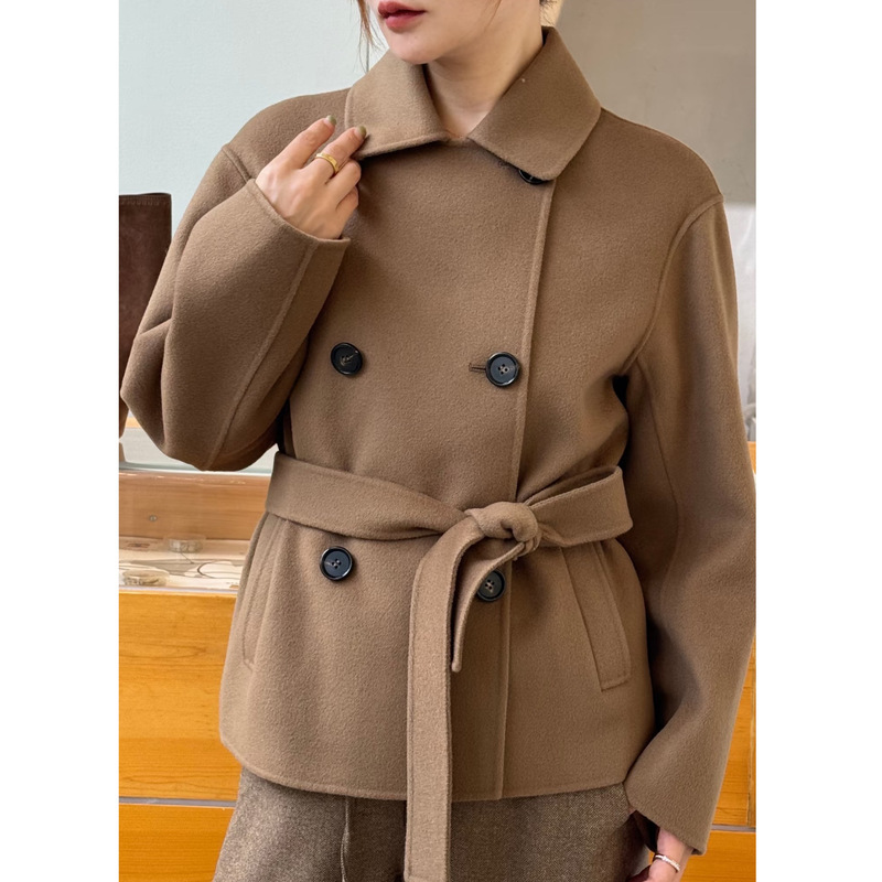 In Stock 70-Count 100% Sheep Wool Autumn and Winter New Double-Breasted Short Coat Women's Autumn and Winter M2083
