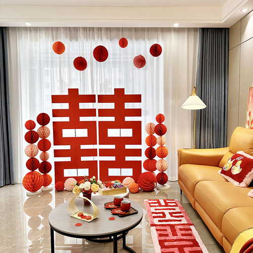 Three-dimensional big happy character KT board floor-standing ornaments wedding engagement layout set wedding scene living room decoration 囍 character sticker