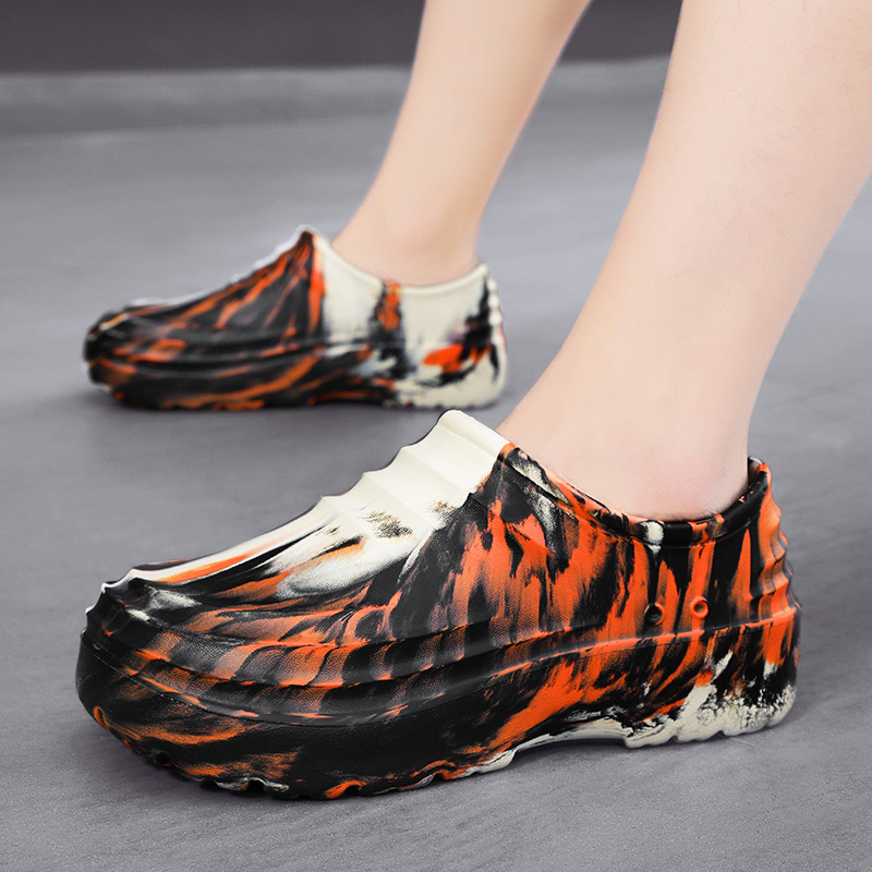 Zapatos de cocinero de comercio exterior 2025 primavera nueva pareja zapatos de trabajo casuales de un pie zapato deportivo de suela gruesa zapatos de cocina ligeros