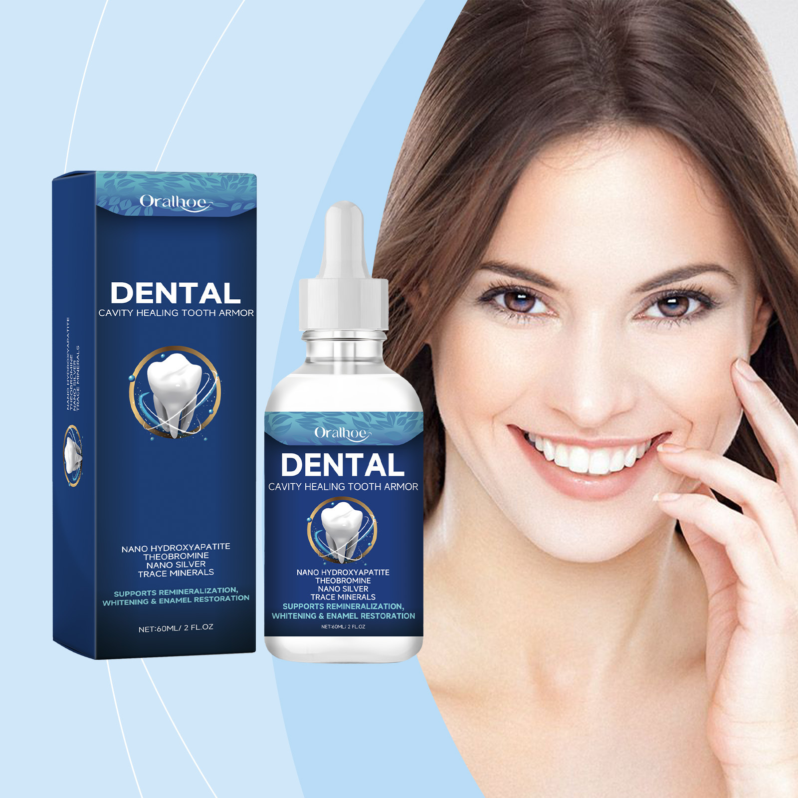 Oralhoe solución para el cuidado de los dientes, cuidado de las encías, limpieza profunda, dientes amarillos, suciedad, esencia para el cuidado bucal