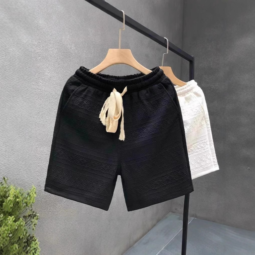 2026 Foreign Trade Large Size Summer Pants Men's High-end Loose Five-point Pants Youth Wear Large Pants Jacquard Shorts_voghion.com