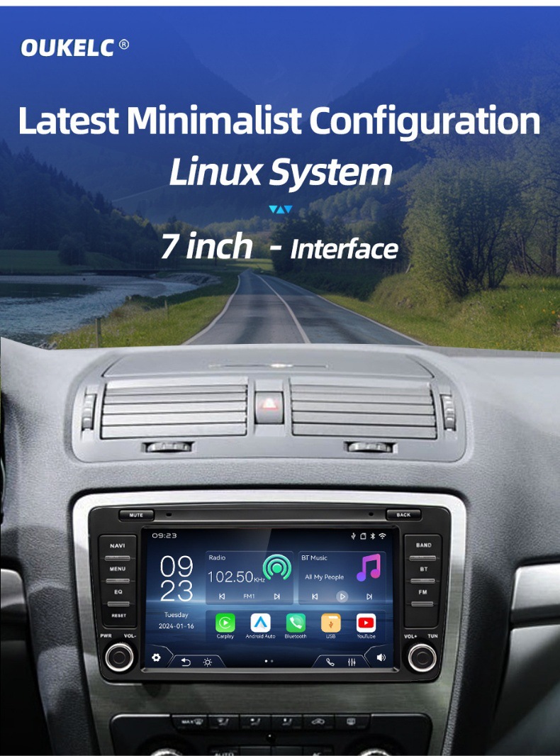 7inch Volkswagen Suitable for Skoda Octavia Mk2 A5 In-Car Central Control Large Screen Navigation Carplay Player