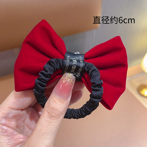 Bow hair rope New Year's hair ring headdress red children's hair rope hair accessories girl New Year's head flower baby little girl