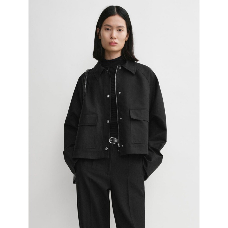 Longmei Crisp and Loose Cotton Short Jacket for Women 2026 Autumn and Winter New Tot Style Simple Commuter Zipper Jacket