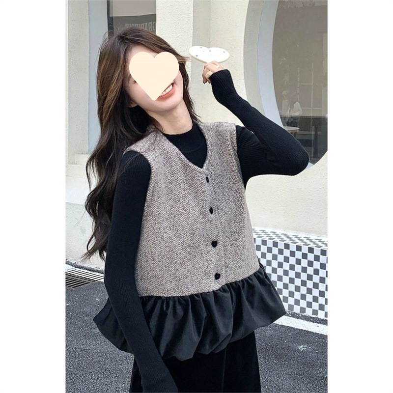 丝绒2025中式新款拼接无袖香风上衣秋冬穿搭圆领坎肩国风外套马甲