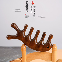 Wood Combs Village Manufacturer - Silk Sandalwood Comb for Meridian Massage, Dolphin Fin Style - Scraping and Breastfeeding Prevention, Anti-static