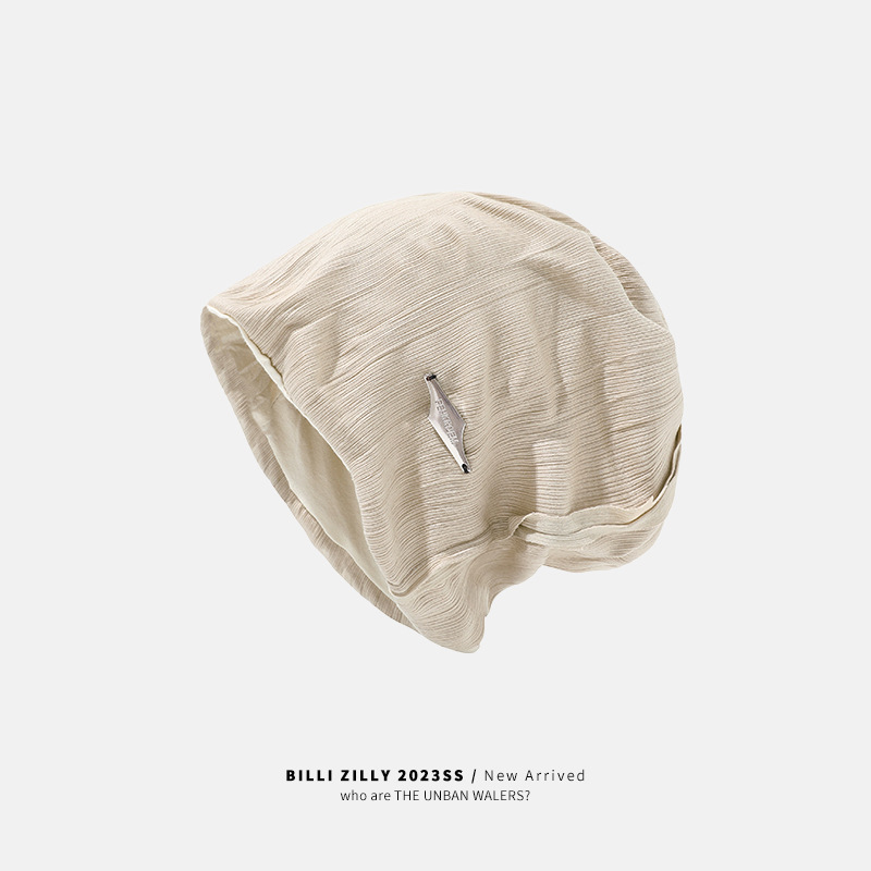 Sombrero de pila estándar de metal, sombrero suelto para mujeres, sombrero de cabeza grande para mostrar la cara, sombrero de cabeza pequeño, textura casual, sombrero frío para hombres.